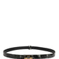 Dolce & Gabbana Men Black Marble Leather DG Logo Buckle Belt