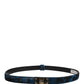 Dolce & Gabbana Men Blue Calf Leather Logo Metal Buckle Belt