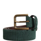 Dolce & Gabbana Men Green Velvet Leather Metal Buckle Belt
