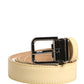 Dolce & Gabbana Men Yellow Classic Leather Metal Buckle Belt