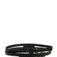 Dolce & Gabbana Black Double Strap Leather Silver Buckle Belt