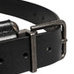 Dolce & Gabbana Black Calf Leather Silver Metal Buckle Belt