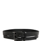 Dolce & Gabbana Black Double Strap Leather Silver Buckle Belt