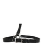 Dolce & Gabbana Black Double Strap Leather Silver Buckle Belt