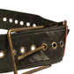 Dolce & Gabbana Men Black Wide Leather DG Metal Buckle Belt