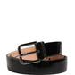 Dolce & Gabbana Men Black Classic Leather Metal Buckle Belt