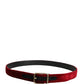 Dolce & Gabbana Men Burgundy Velvet Cotton Metal Buckle Belt