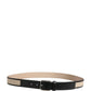 Dolce & Gabbana Men Beige Woven Leather Metal Buckle Belt