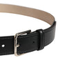 Dolce & Gabbana Men Beige Woven Leather Metal Buckle Belt