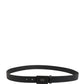 Dolce & Gabbana Men Black Calfskin Leather Square Buckle Belt