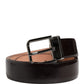 Dolce & Gabbana Men Black Calfskin Leather Metal Buckle Belt
