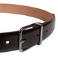 Dolce & Gabbana Men Black Calfskin Leather Metal Buckle Belt