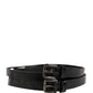 Dolce & Gabbana Black Double Strap Leather Silver Buckle Belt