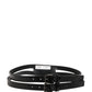 Dolce & Gabbana Black Double Strap Leather Silver Buckle Belt