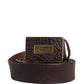 Dolce & Gabbana Men Brown Leather Logo Metal Buckle Belt