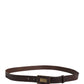 Dolce & Gabbana Men Brown Leather Logo Metal Buckle Belt