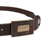 Dolce & Gabbana Men Brown Leather Logo Metal Buckle Belt