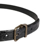 Dolce & Gabbana Men Black Exotic Leather Metal Buckle Belt
