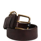 Dolce & Gabbana Men Brown Calfskin Leather Metal Buckle Belt
