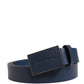 Dolce & Gabbana Blue Calfskin Leather Logo Metal Buckle Belt