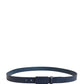 Dolce & Gabbana Blue Calfskin Leather Logo Metal Buckle Belt