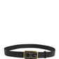 Dolce & Gabbana Men Black Leather DG Logo Metal Buckle Belt