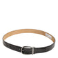 Dolce & Gabbana Men Black Leather Classic Metal Buckle Belt