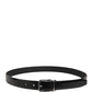 Dolce & Gabbana Men Black Leather Classic Metal Buckle Belt