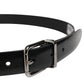 Dolce & Gabbana Men Black Leather Classic Metal Buckle Belt