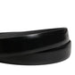 Dolce & Gabbana Men Black Leather Classic Metal Buckle Belt