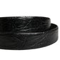 Dolce & Gabbana Men Black Exotic Leather Logo Buckle Belt