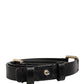 GF Ferre Black Leather Thin Gold Metal Brass Buckle Waist Belt