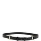 GF Ferre Black Leather Thin Gold Metal Brass Buckle Waist Belt
