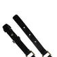 GF Ferre Black Leather Thin Gold Metal Brass Buckle Waist Belt