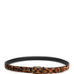 Dolce & Gabbana Brown Calf Fur Leopard Metal Buckle Belt