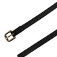 GF Ferre Black Leather Slim Gold Tone Buckle Waist Men Belt