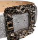 Dolce & Gabbana Silver Leather Crystal Metal Buckle Belt