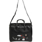 Dolce & Gabbana Black Car Man Applique Leather Weekender Borse Bag