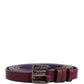 GF Ferre Maroon Leather Silver Metal Buckle Waist Women Belt