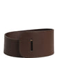 GF Ferre Brown Genuine Leather Logo Wide Waist Women Belt