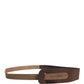 GF Ferre Brown Genuine Leather Logo Wide Waist Women Belt