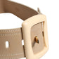 Prada Beige Leather Logo Wide Waist Women Square Buckle Belt