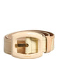 Prada Beige Leather Logo Wide Waist Women Square Buckle Belt