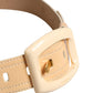 Prada Beige Leather Logo Wide Waist Women Square Buckle Belt