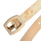 Prada Beige Leather Logo Wide Waist Women Square Buckle Belt