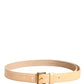 Prada Beige Leather Logo Waist Women Gold Metal Buckle Belt