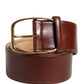 Dolce & Gabbana Brown Leather Waist Gold Metal Buckle Belt