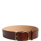 Dolce & Gabbana Brown Leather Waist Gold Metal Buckle Belt