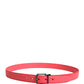 Dolce & Gabbana Pink Calf Leather Silver Metal Buckle Belt
