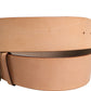 Patrizia Pepe Beige Genuine Leather Wide Waist Metal Buckle Belt